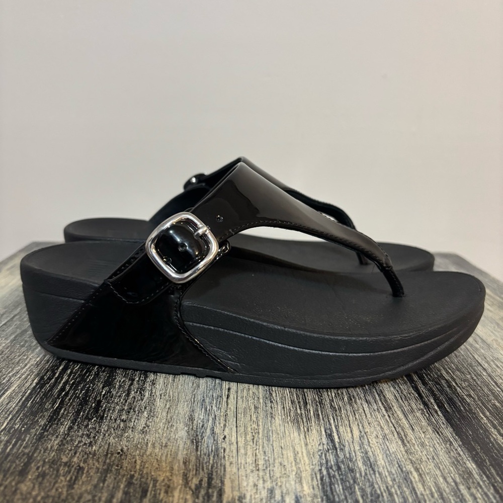 Fitflop Black Patent Sandals | Womens Size 6